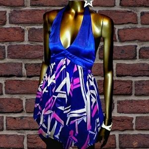 Medium Abstract Blue Halter Dress